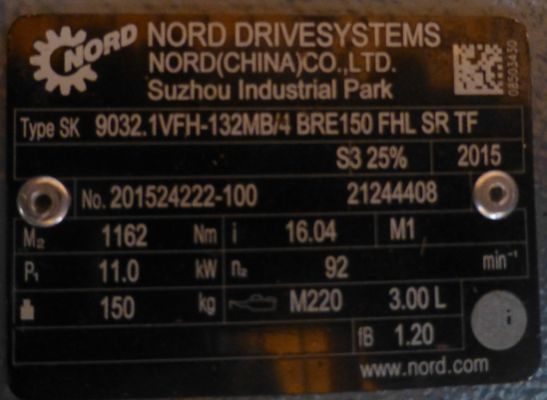 Multiple Stage Helical Gearbox 11kw Nord Electric Motors CE Approved