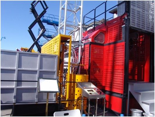 SC200 Building Material Hoist/ construction elevator with VFD control/hot dip galvanized mast and cage with busbar hoist