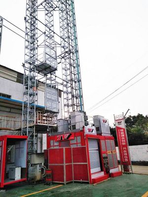 Double cages mid-speed with Rack and Pinion Building Hoist/ 2000kgs Load with Inverter and hot galvanized mast